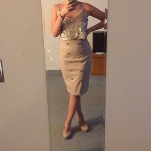 Nude pleather pencil skirt